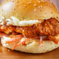Nashville B*T*H · Our signature fried chicken made spicy and served on a toasted bun, topped with coleslaw, an...