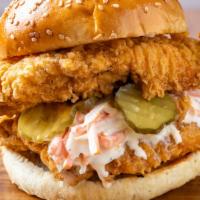 Double Stack B*T*H · Two pieces of our signature fried chicken served on a toasted bun and topped with coleslaw, ...