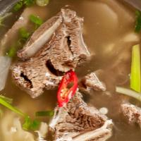 Kalbi Tang · Beef ribs and white radishes in beef bone broth stew.