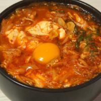 Haemul Soondubu · Soft tofu and seafood stew.