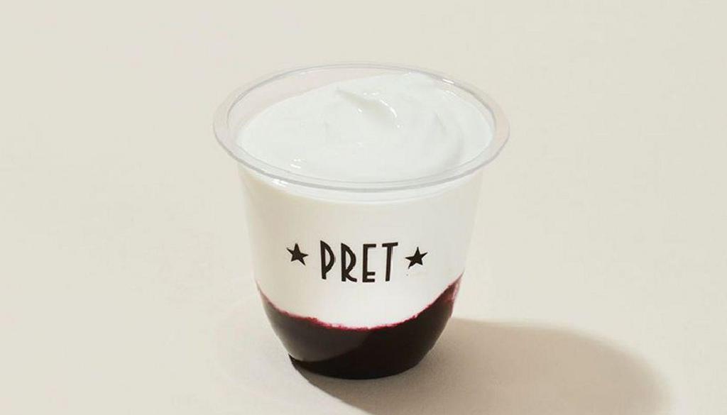 Blueberry Yogurt Pot · A little pot of smooth Greek yogurt, topped with a fruity blueberry compote.