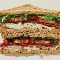 Chicken & Bacon Sandwich · Grilled chicken (ABF), crispy Niman Ranch applewood smoked bacon (ABF), sliced tomatoes and ...