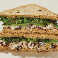 Pret'S Chicken Salad & Avocado Sandwich · Grilled chicken (ABF) tossed with cage-free mayo, whole grain mustard mayo, dried cranberrie...