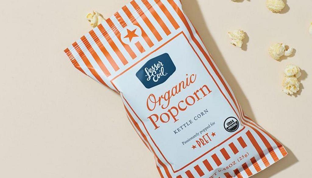 Kettle Popcorn · Perfectly popped snack tossed with Himalayan salt.