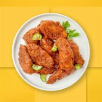 Hottest Flame Wings · Fresh chicken wings breaded, fried until golden brown, and tossed in Nashville Hot Sauce. Se...