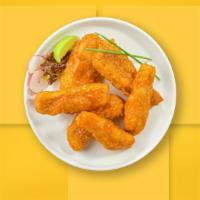 Flame Habanero Tenders · Chicken tenders breaded, fried until golden brown before being tossed in mango habanero sauce.