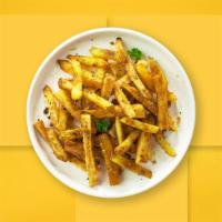 Garlic Fries  · (Vegetarian) Idaho potato fries cooked until golden brown and tossed with chopped garlic.