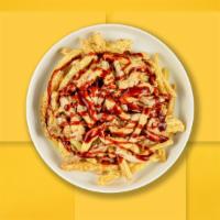 Bbq Chicken Fries  · Sweet grilled onions, melted cheese, chicken, and BBQ sauce topped on Idaho potato fries.