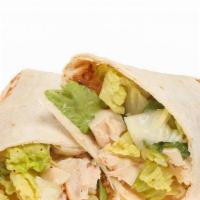 Caesar Wrap · Delicious Wrap made with Grilled chicken, romaine lettuce, Parmesan cheese, croutons, and Ca...