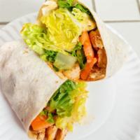Buffalo Chicken Wrap · Grilled chicken, buffalo sauce, romaine lettuce and tomatoes.