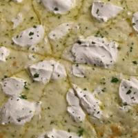 Bianca Pizza · Crispy round pie topped with mozzarella and romano cheeses, seasoned ricotta and a dash of f...