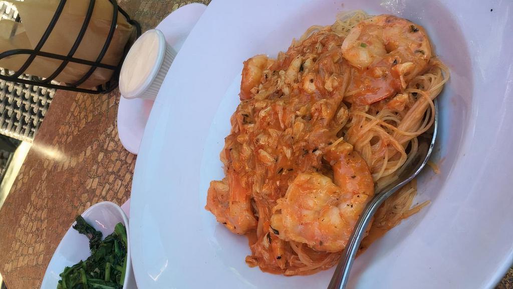Angel Hair Pasta · Shrimp and crabmeat in a tomato cream sauce.