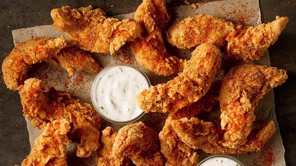 12 Ct. Tenders · Hand-breaded, crispy chicken tenders served naked or tossed in your choice of sauce or rub. Choose your flavors! Served with Ranch or Bleu Cheese.
