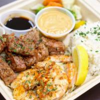 Steak & Shrimp Combo Plate (No.1 Best Seller) · Most popular! Combination of our signature Crazy Garlic Steak and our Creamy Garlic Shrimp.