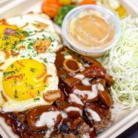 Teppei Locomoco Plate (No. 3 Most  Popular) · Local Hawaiian favorite! Rice, hamburger, rich gravy and two eggs.