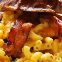 Mac Attack · 1/2 POUND Signature blend with bacon, smothered with mac and cheese and cheese sauce, served...