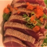 Tuna Tataki · Sliced tuna, masago with chef's sauce.
