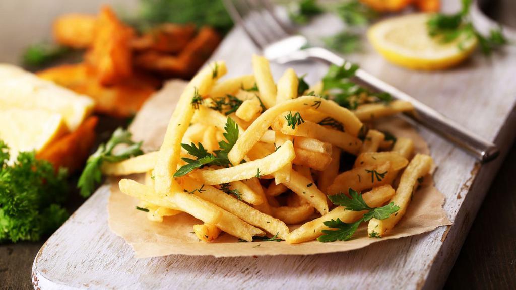 French Fries · Delicious French fries are deep-fried till golden brown, with a crunchy exterior and a light fluffy interior. Seasoned to perfection!