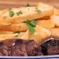 Steak Frites · 8oz hanger steak au poivre with plenty of fries. Cooked to order.
100% Black angus
Grass fed...