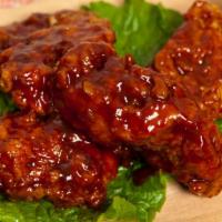 Bbq Chicken Tenders · Fresh hand-breaded, golden-fried chicken tenders dipped in BBQ sauce.