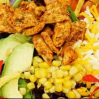 Chicken Taco Salad · Grilled chicken, hot beans, salsa, sour cream, pico de gallo, guacamole, mixed cheddar and j...