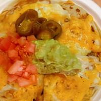 Quesadilla Gigante Entree With Grilled Chicken · Chicken and bean sandwich between 2 flour tortillas and baked with melted mozzarella cheese ...