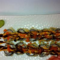 Amazing Roll · Spicy tuna, cream cheese, scallion inside, whole roll deep fried, cut 10 pcs with spicy mayo...