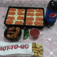 Combo 7 · 1 Large D.D square Sicilian cheese/pepperoni pizza + 8 pieces garlic sticks + 8 pieces chick...