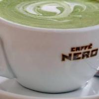 Matcha Latte Regular (12Oz) · Stone-grounded powder green tea leaves mixed with textured milk to produce an earthy-sweet l...