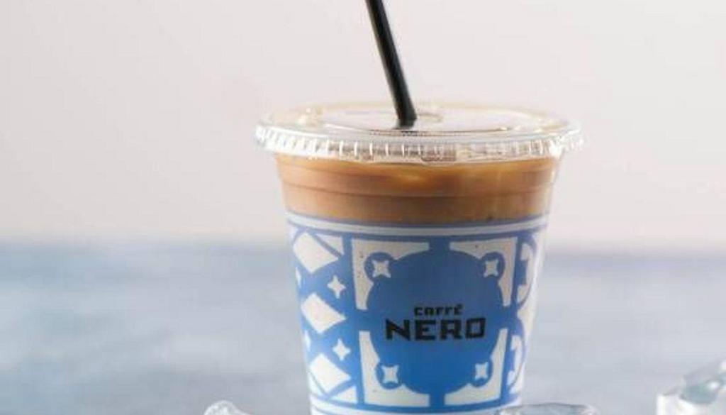 Iced Latte Regular (16Oz) · Two shots of espresso, milk and a touch of sweetness, poured over ice cubes.