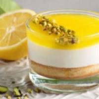 Lemon Pistachio Dolce Jar · Sponge cake soaked in lemon juice followed by vanilla flavored cream, topped with Sorrento l...