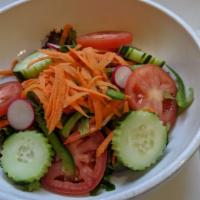 Field Greens Salad · mixed greens, shaved carrots, tomatoes, radish, cucumbers & peppers