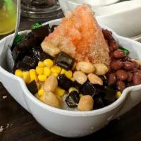 #143. Rainbow Ice · Enjoy our Malaysian shaved ice dessert topped with cut sweet baby corn, cooked red bean, pal...