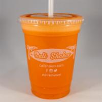 Orange Ya Glad · Tumeric, ginger, carrot, apple, and orange.