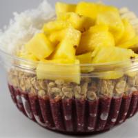 Cali Breeze · Topped with pineapple, banana, granola, coconut flakes, and honey or agave.