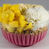 Perfect Swell · Topped with pineapple, banana, coconut flakes, granola and honey or agave.