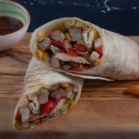 Sicilian Wrap · Grilled chicken with peppers, onion, ranch dressing, deli chips, and pickles. A choice of wr...