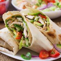 Willy Pick Wrap · Grilled chicken with grilled vegetables, avocado, fresh cilantro, Swiss cheese, ranch dressi...