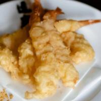 Jumbo Shrimp Tempura · Doraku favorites. Lightly battered tiger shrimp, served with tentsuyu.