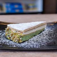 Ricotta, Pistachio Cake · Layers of cake, pistachio ricotta cream