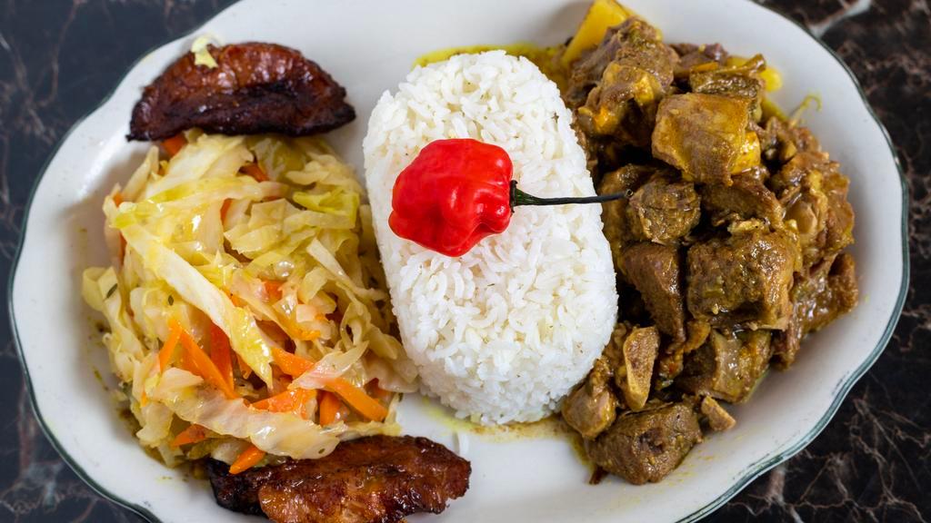 Curry Goat · Tender organic goat meat stewed in our great curry seasoning.