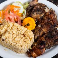 Red Hills Road Style Jerk Chicken · Jamaican jerk chicken full of flavor and a good amount of heat using habaneros or scotch bon...