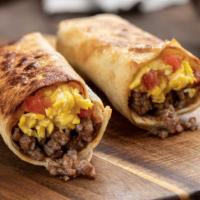 Heart Attack Wrap · Sausage, bacon, ham, 3 eggs, cheese & home fries.
