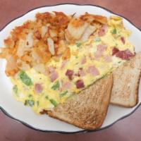 Western Omelette · Served with home fries, french fries or grits and toast.