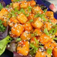 General Tso Crispy Tofu Bites · Crispy Tofu | General Tso Sauce | Scallions | Sesame Seeds