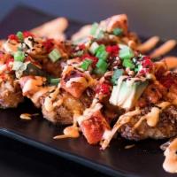 Sushi Tots · Crispy Sushi “Rice” shaped Tots | Spicy Tuna | Avocado | Red Onion | Sriracha Aioli | Sweet ...