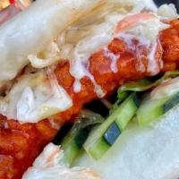 Buffalo Chicken Bao Buns · Crispy Chicken | Coleslaw | Cucumbers | Lettuce | Buffalo Sauce