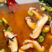 Miso Soup · Miso Soup | Tofu | Enoki Mushrooms | Hijiki Seaweed | Scallions |