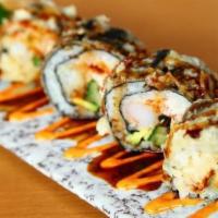 Godzilla Roll (10 Pcs) · Crab meat, salmon,mozzarella cheese,jalapeño,deep fried whole roll with spicy mayo and eel s...