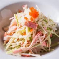 Kani Salad · Crab meat, cucumber, and radish with Kachi mayonnaise.